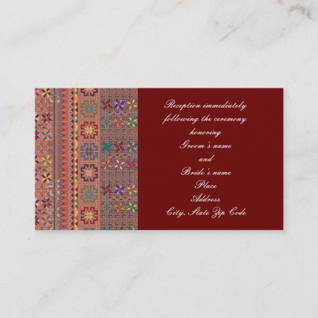 Crimson w/Colour Tatreez Hochzeitskarte Begleitkarte (Vorderseite)