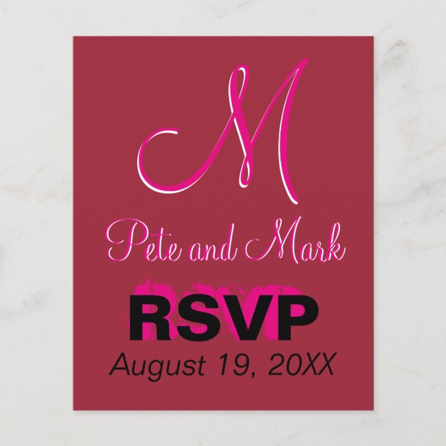 Crimson Wedding Monogram Value Budget Red Fabulous (Vorderseite)