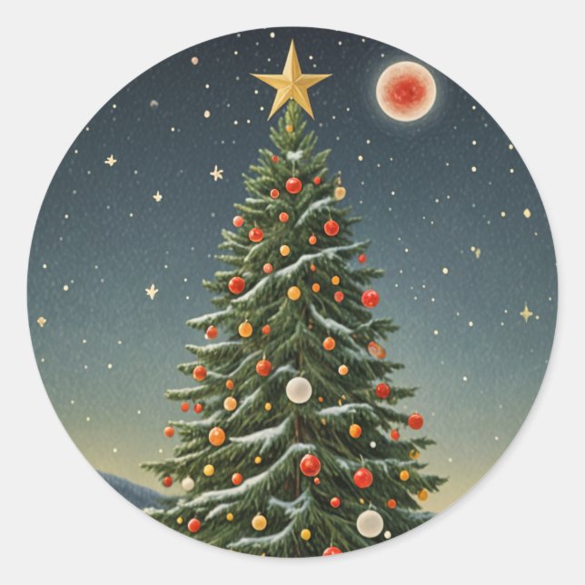 Crimson Weihnachten Runder Aufkleber (Vorderseite)