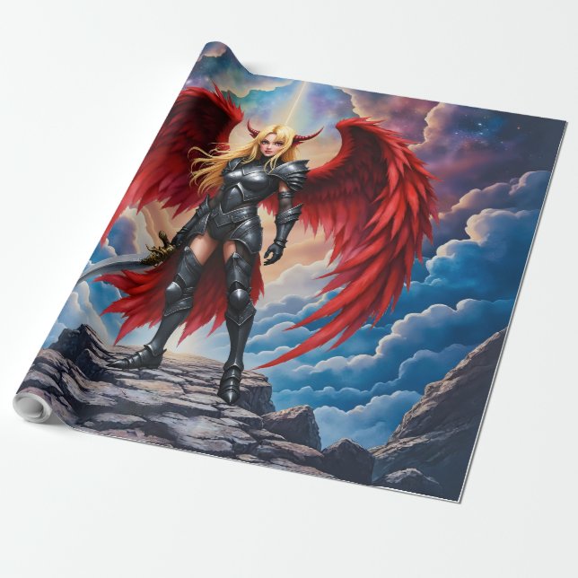 Crimson Wing – gefallene Engelskriegerin.  Geschenkpapier (Ungerollt)