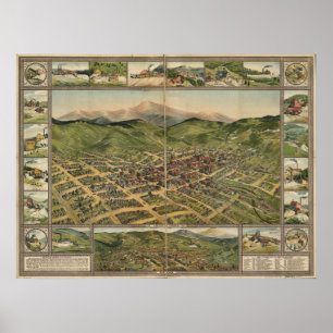 Cripple Creek Colorado 1896 Panoramic Map Poster