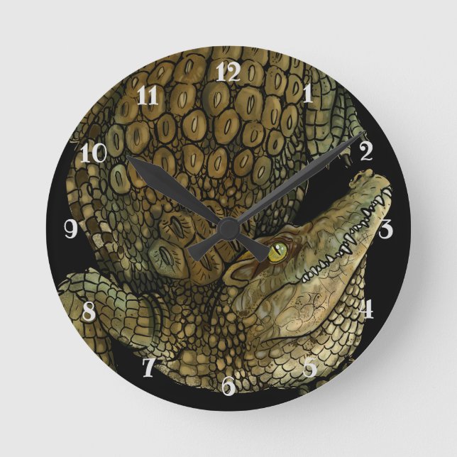 Crique de crocodile ! Horloge ronde (Recto)