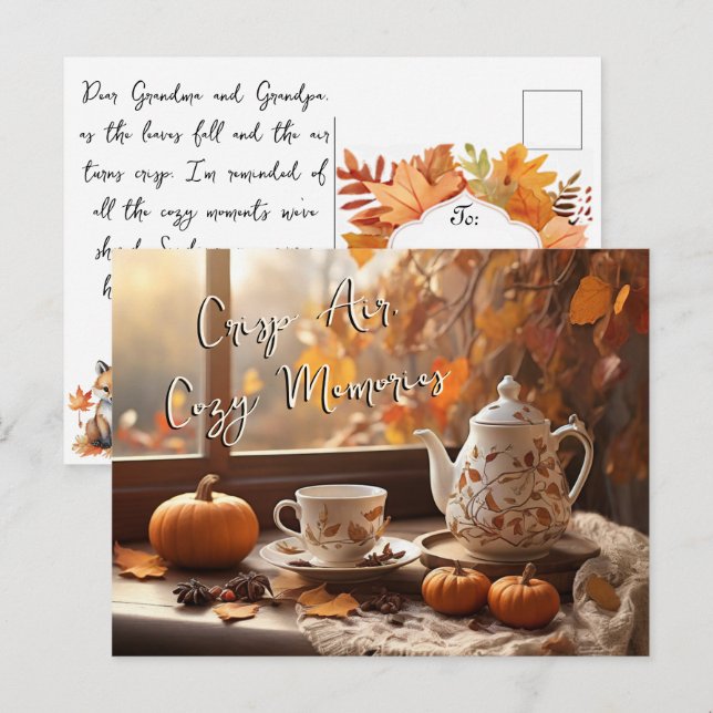 Crisp Air Gemütliche Erinnerungen Herbst Blätter T Postkarte (Vorne/Hinten)