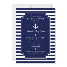 Crisp Blue White Nautical Bridal Dusche Einladung