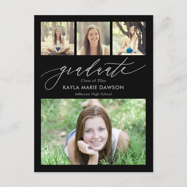 Crisp Collage Editable Color Abschluss Postcard Postkarte (Vorderseite)