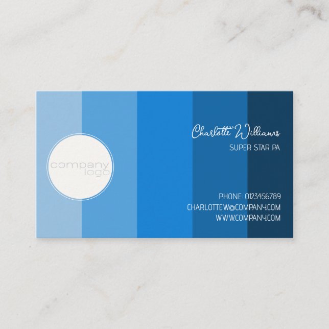 CRISP CONTEMPORARY BLAUE FARBE STRIPES COMPANY LOG VISITENKARTE (Vorderseite)