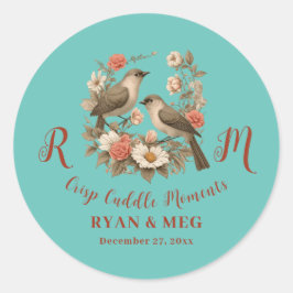 Crisp Cuddle Moments, Initialen R & M Runder Aufkleber