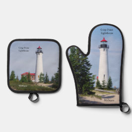 Crisp Point Lighthouse Ofenhandschuh & Topflappen-Set