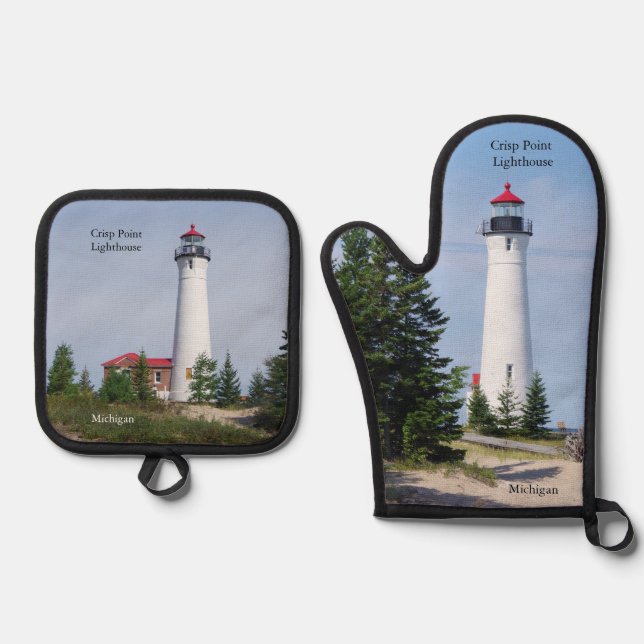 Crisp Point Lighthouse Ofenhandschuh & Topflappen-Set (Vorderseite)
