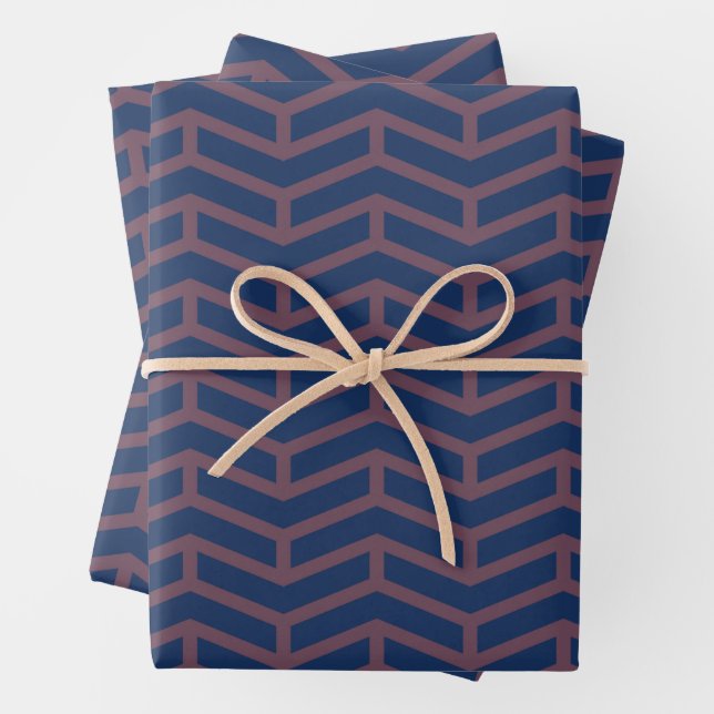 Crisp Sharp Gegen Pfeile Zickzack blaues Rosa Geschenkpapier Set (Beispiel)
