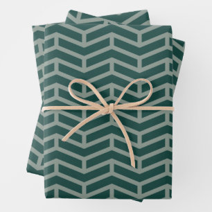 Crisp Sharp Gegen Pfeile Zickzack zwei Tone Grün Geschenkpapier Set