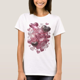 Crisp Silver HEARTS AND DIAMONDS Slogan-T-Shirt T-Shirt