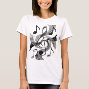 Crisp Silver MUSIC IN MOTION Slogandesign T-Shirt