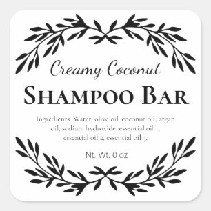 Crisp White Homemade Shampoo Bar Labels Quadratischer Aufkleber