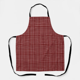 Crisp White und Maroon Fine Line Tartan Schürze