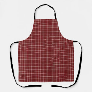 Crisp White und Maroon Fine Line Tartan Schürze
