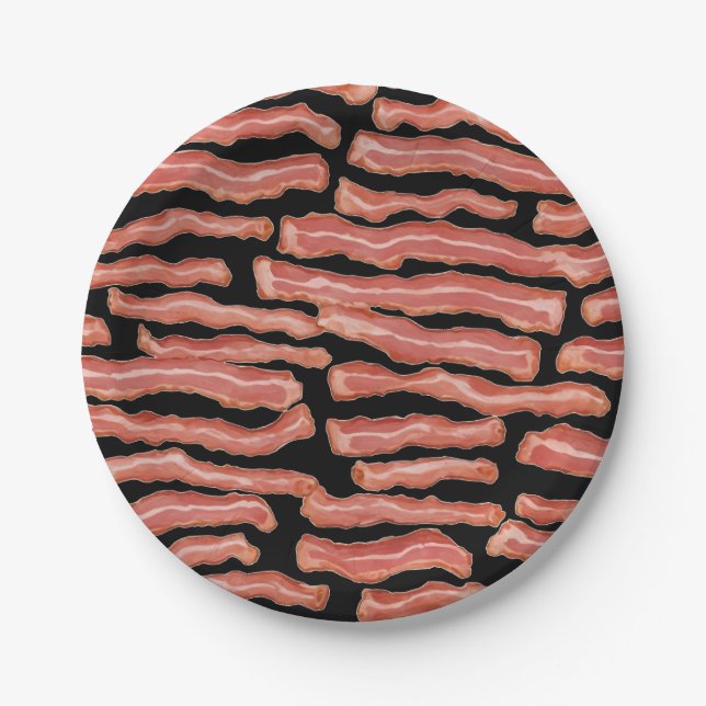 Crispy Bacon Gemustert Pappteller (Vorderseite)