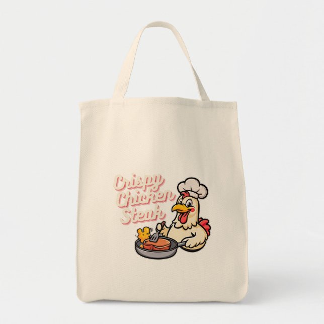 Crispy Chicken Steak Niedlich Cartoon Food Pub Kaw Tragetasche (Vorne)