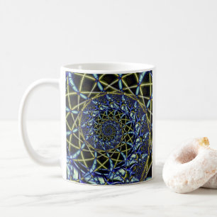Criss Cross Gelbe und blaue Fraktale Art Kaffeetasse