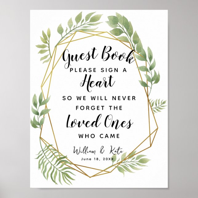 cristal feuillage vert coeur livre d'or mariage (Devant)