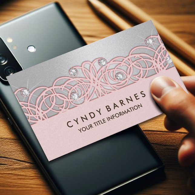 Cristaux roses et Carte de visite dentelle (Créateur téléchargé)