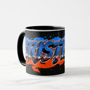 Cristiano Vorname Name Graffiti blue orange Tasse