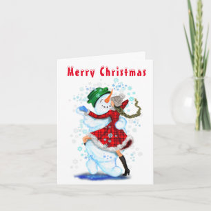 Cristmas Card mit Snowman und Girl Dance - Spaß