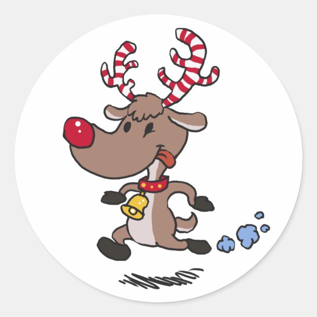 Cristmas-Rentierspiel| Hintergrundfarbe auswählen Runder Aufkleber (Vorderseite)