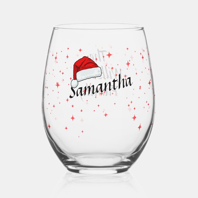 Cristmas santa cap Personlized Bulk Geschenke Weinglas Ohne Stiel (Vorderseite)