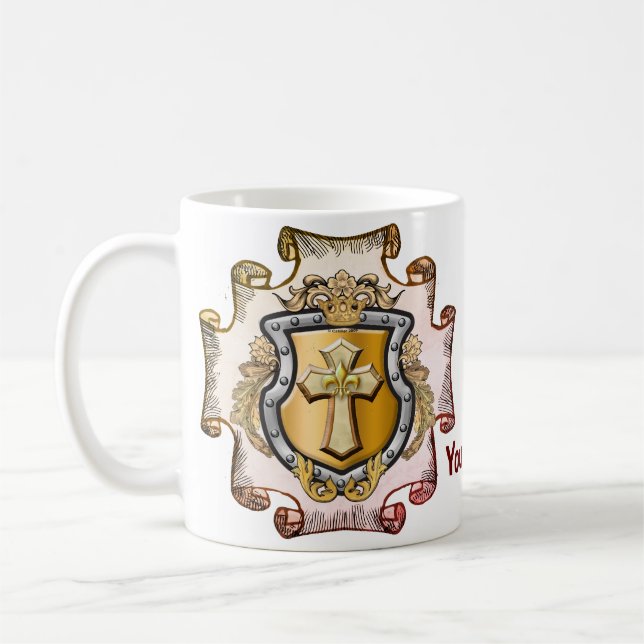 Cristos Cross Shield-Nachname Kaffeetasse (Links)
