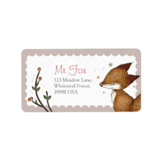 Critère bois - Renard Étiquettes de adresse - Rose