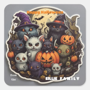 Critère éffrayant Autocollant Carré Halloween