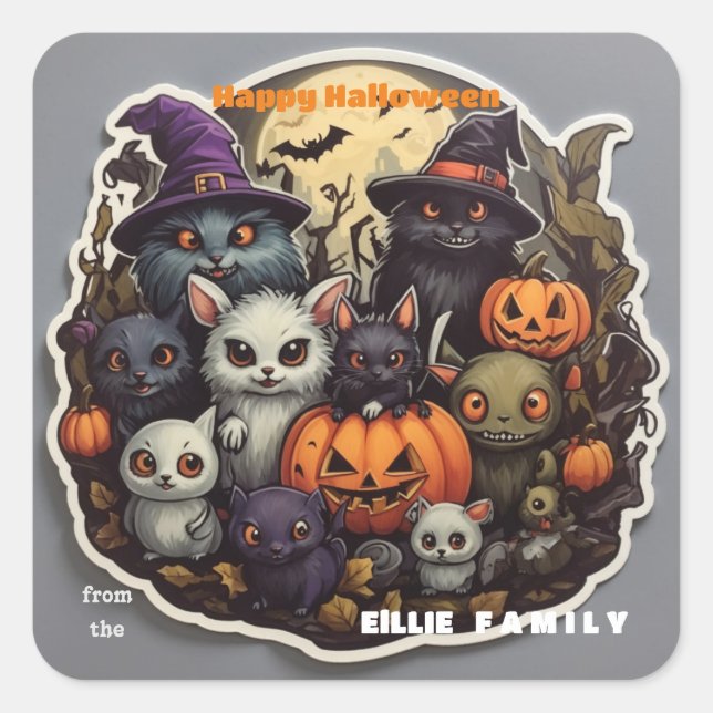 Critère éffrayant Autocollant Carré Halloween (Devant)