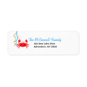 CRITÈRES DE MER CRABE ROUGE ÉTIQUETTES DE ADRESSE 