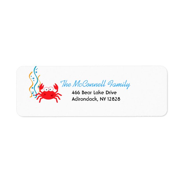 CRITÈRES DE MER CRABE ROUGE ÉTIQUETTES DE ADRESSE  (Devant)