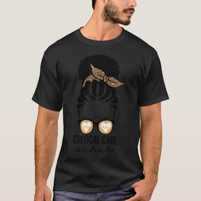 Critical Care Krankenpflege Pflege Afro Messy Bun  T-Shirt (Vorderseite)