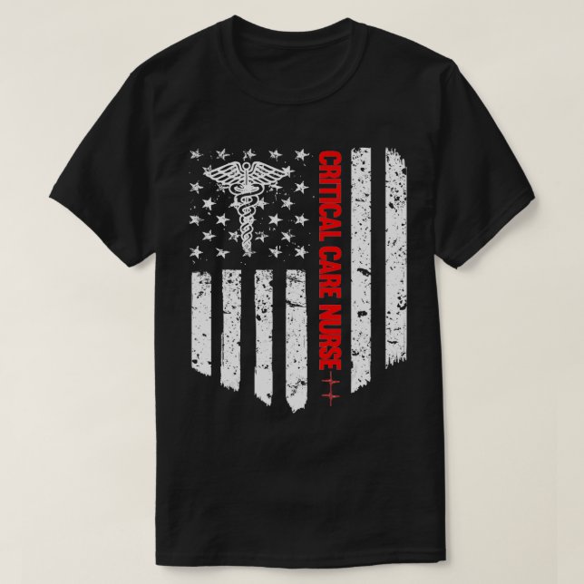 Critical Care Nurse American Flag RN Registered Nu T-Shirt (Design vorne)