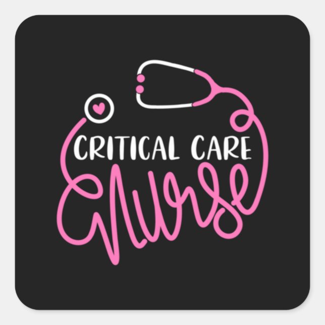 Critical Care Nurse Logo RN Critical Care Nursing Quadratischer Aufkleber (Vorderseite)