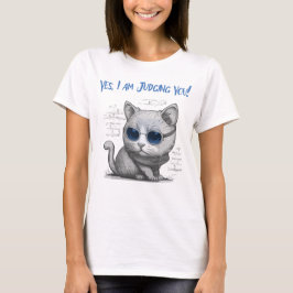 Critical Cat Judging You Blue Text Women's T-Shirt