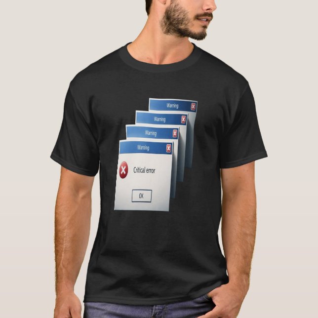 Critical Error — Retro Windows Warning Boxes Graph T-Shirt (Vorderseite)
