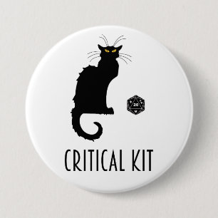 Critical Kit Funny Cat D20 RPG Tabletop Gaming Button