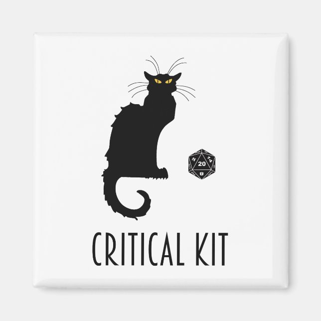 Critical Kit Funny Cat D20 RPG Tabletop Gaming Magnet (Vorne)