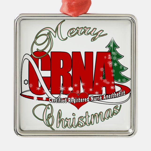 CRNA FROHE WEIHNACHTEN KrankenschwesterAnesthetist Silbernes Ornament (Vorne)