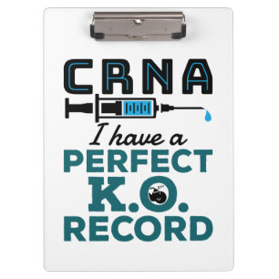 CRNA I habe einen perfekten K.O.-Rekord Klemmbrett