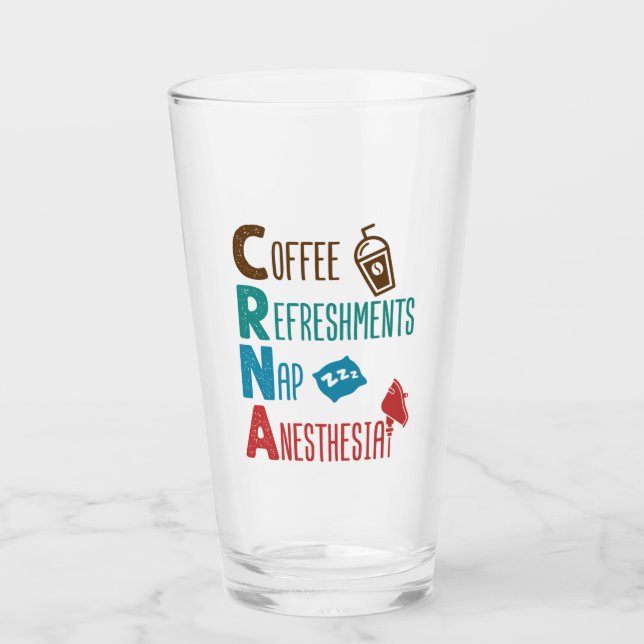 CRNA Kaffeespezialitäten Nickerchen Anästhesie Glas (Vorderseite)