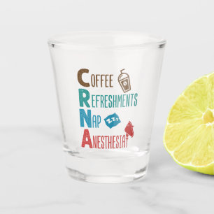 CRNA Kaffeespezialitäten Nickerchen Anästhesie Schnapsglas