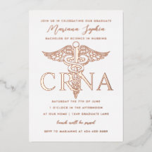 CRNA Krankenpflege Abschluss Gold Foil Einladung