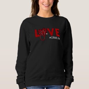 CRNA Nurse Kariert Red Liebe Heart Stethoscope RN  Sweatshirt