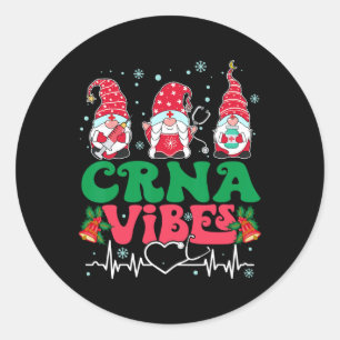 Crna Vibes Nurse Gnome Christmas Stethoscope Xmas Runder Aufkleber