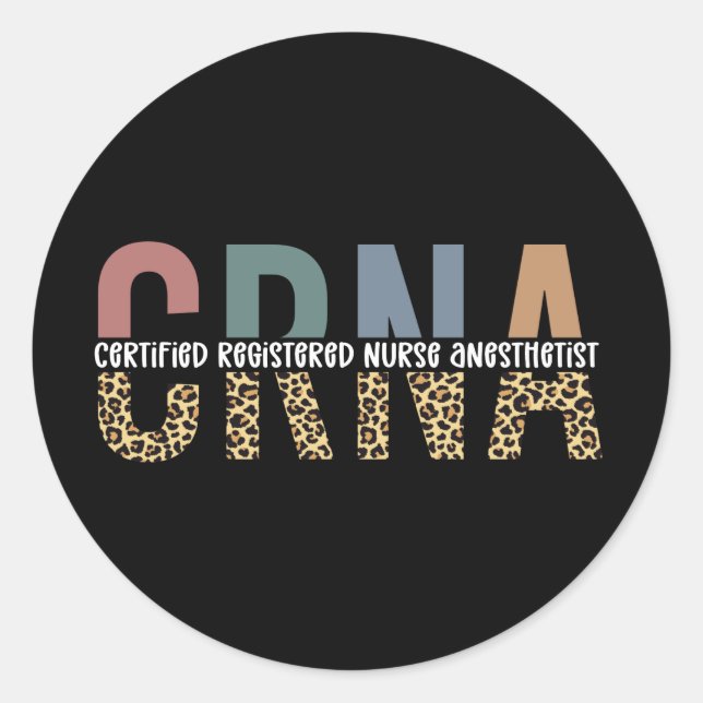CRNA zertifizierter Krankenschwester Runder Aufkleber (Vorderseite)